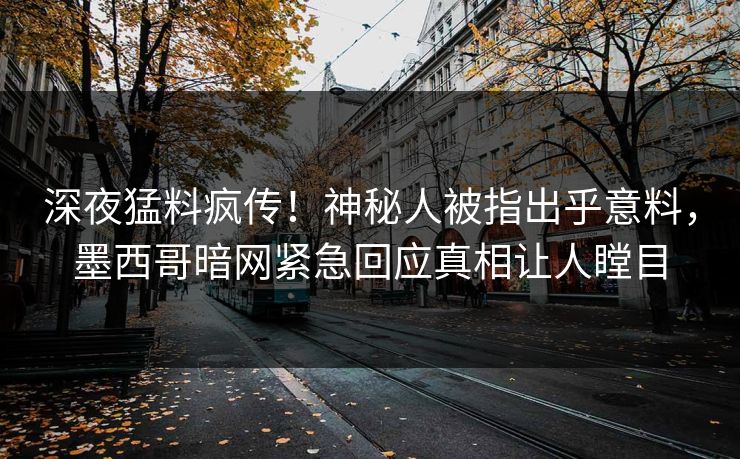 深夜猛料疯传！神秘人被指出乎意料，墨西哥暗网紧急回应真相让人瞠目