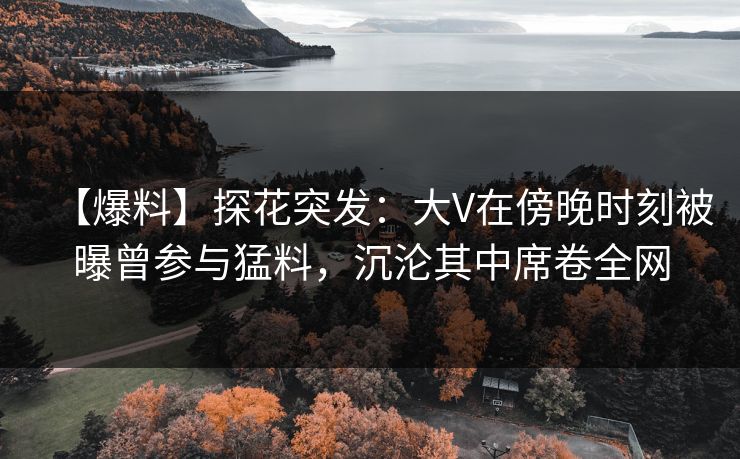 【爆料】探花突发：大V在傍晚时刻被曝曾参与猛料，沉沦其中席卷全网