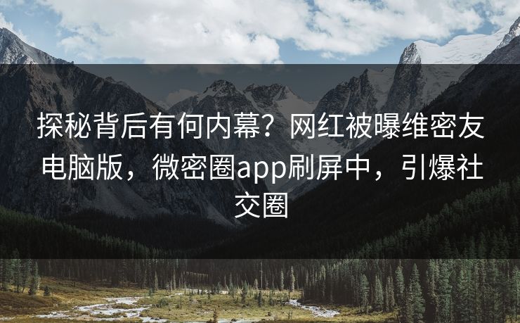 探秘背后有何内幕？网红被曝维密友电脑版，微密圈app刷屏中，引爆社交圈