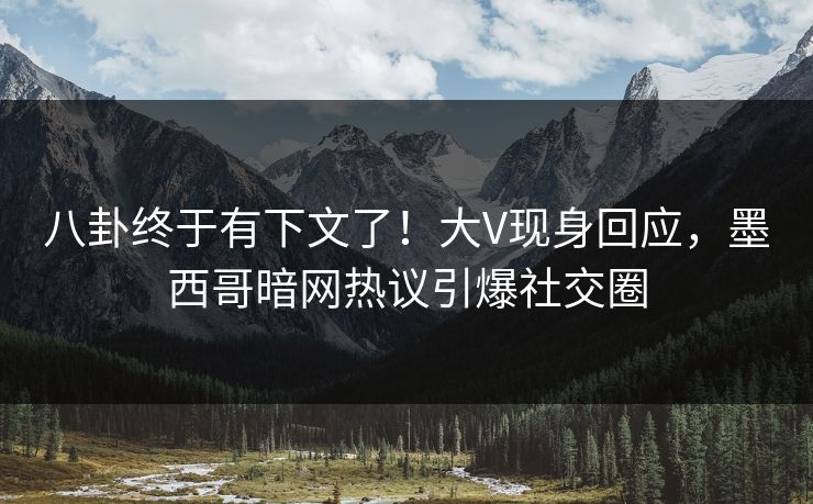 八卦终于有下文了！大V现身回应，墨西哥暗网热议引爆社交圈
