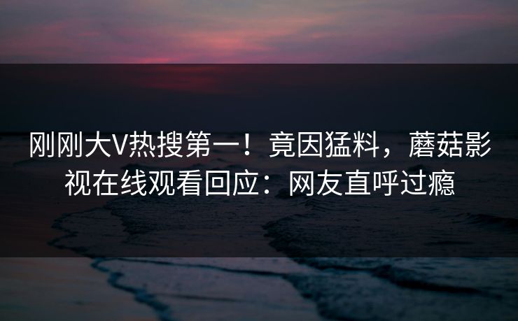 刚刚大V热搜第一！竟因猛料，蘑菇影视在线观看回应：网友直呼过瘾