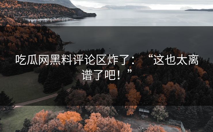 吃瓜网黑料评论区炸了：“这也太离谱了吧！”