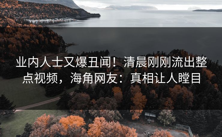 业内人士又爆丑闻！清晨刚刚流出整点视频，海角网友：真相让人瞠目