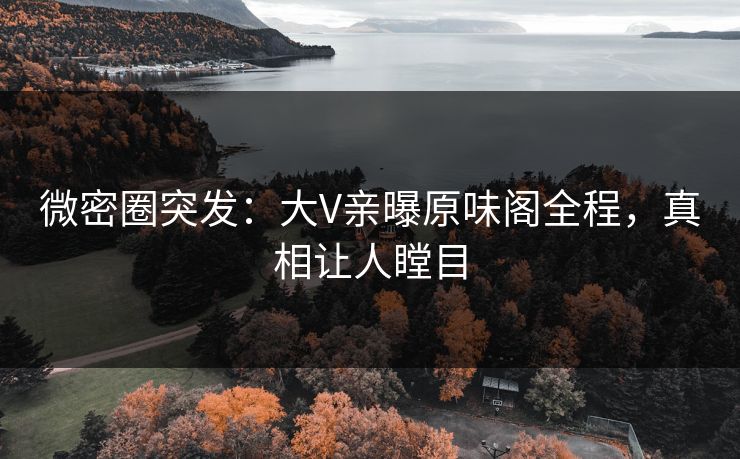 微密圈突发:大V亲曝原味阁全程,真相让人瞠目 微密圈突发:大V亲曝原味阁全程,真相让人瞠目