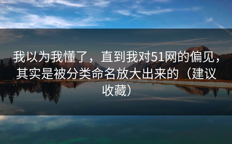 我以为我懂了，直到我对51网的偏见，其实是被分类命名放大出来的（建议收藏）
